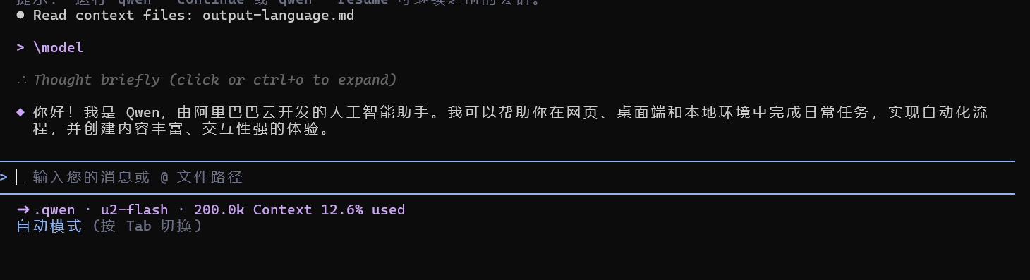 Qwen Code 启动界面截图